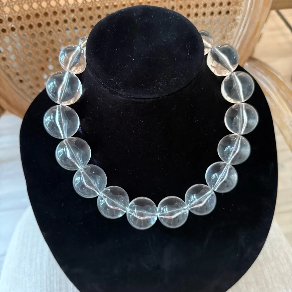Clear Beaded Statement Necklace - Picture 2 of 8